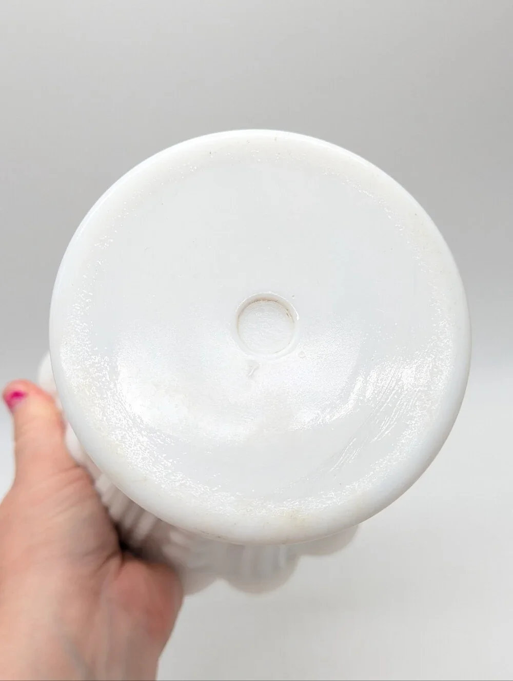 Vintage White Zipper & Button Milk Glass Vase